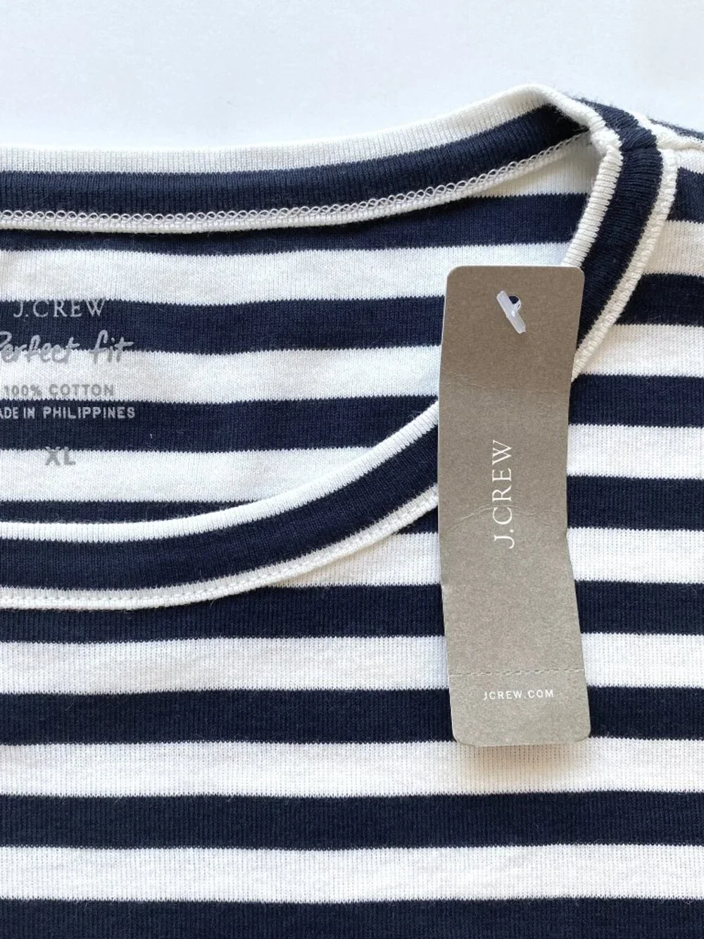 J.Crew Cotton Perfect Fit Striped Tee Black White XL